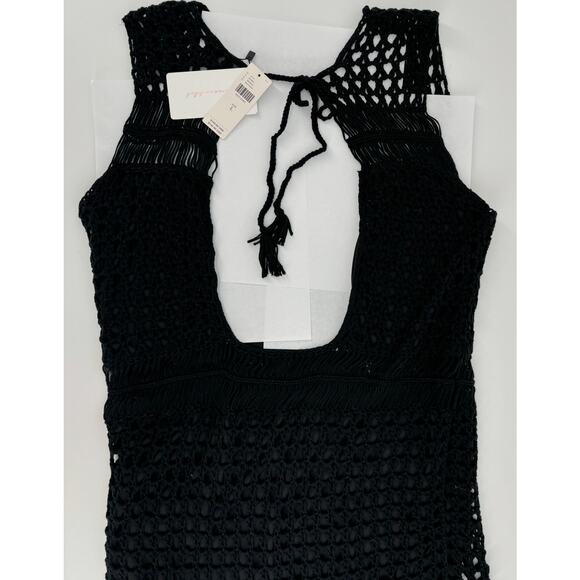 NEW Anthropologie Line & Dot Crochet Dress Black Large Lined Cut Out Back Accent - Picture 6 of 9